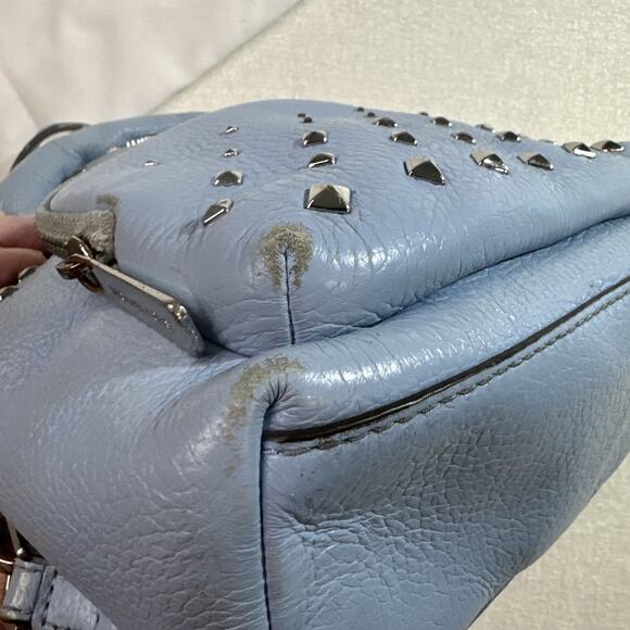 Michael Kors Erin Small Convertible Backpack Sky Blue Studded Leather - Picture 14 of 16